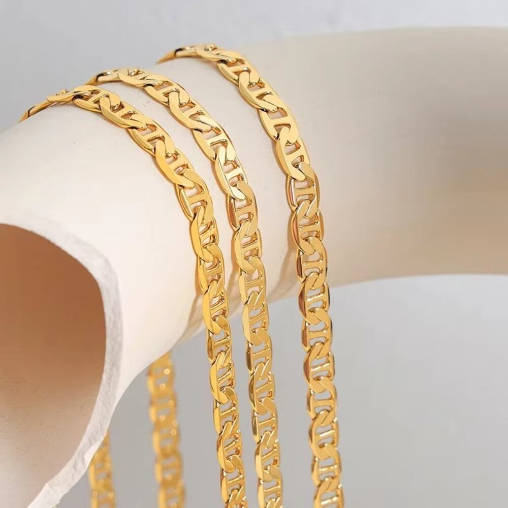 🥇Beautiful 22" Mariner Link Chain, 6mm Wide, Yellow Gold - Picture 4 of 6